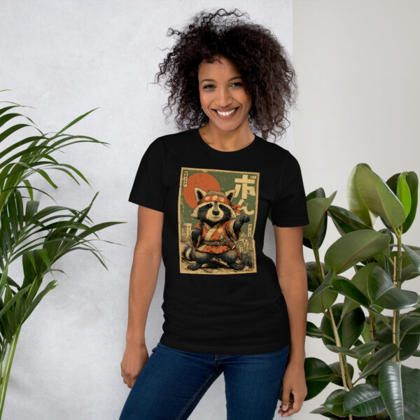 unisex-staple-t-shirt-black-front-6914e5a332fa8.jpg Urban Raccoon Fighter Tee
