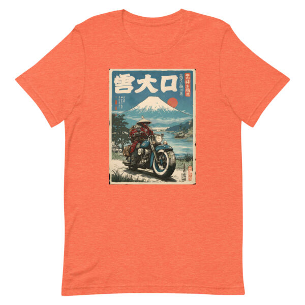 unisex-staple-t-shirt-heather-orange-front-6914d1f30db29.jpg Samurai Biker Fuji Tee