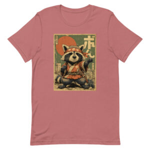 unisex-staple-t-shirt-mauve-front-6914e5a3221f5.jpg Urban Raccoon Fighter Tee
