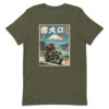 unisex-staple-t-shirt-military-green-front-6914d1f2befc7.jpg Samurai Biker Fuji Tee