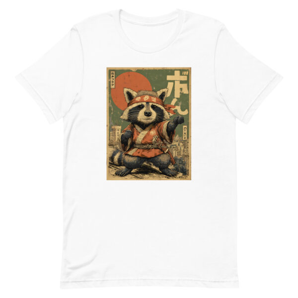 unisex-staple-t-shirt-white-front-6914e5a4b0496.jpg Urban Raccoon Fighter Tee
