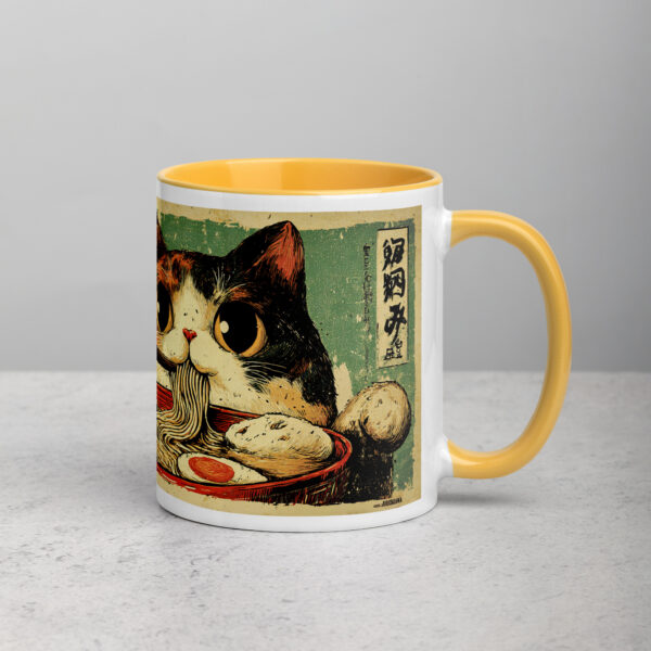 white-ceramic-mug-with-color-inside-golden-yellow-11-oz-right-69274e75b3076.jpg Cute Cat Ramen Lover Mug